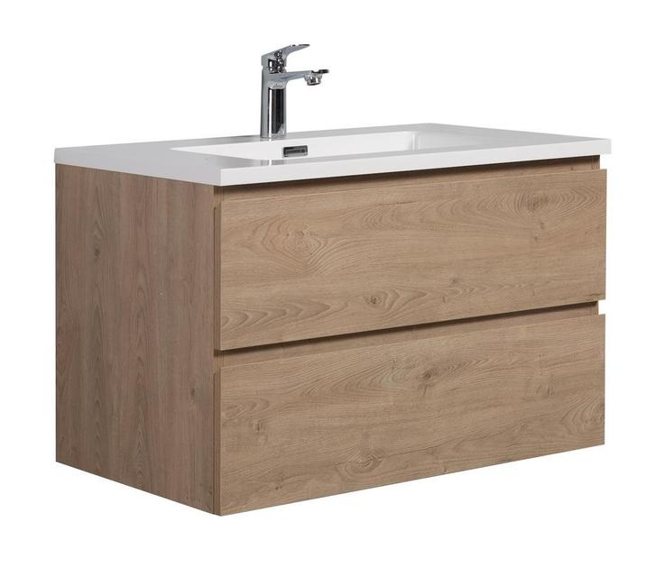 Badkamermeubel Set Angela 80cm Kastanje Eiken Badmeubel, Huis en Inrichting, Badkamer | Badkamermeubels, Nieuw, Wastafelkast, Verzenden