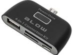 MicroUSB Kaartlezer 4in1 - USB Host - Zwart - CR01, Computers en Software, Geheugenkaartlezers, Nieuw, Ophalen of Verzenden