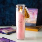 Mystic Rose Tube Candle with Rose Quartz Crystals, Huis en Inrichting, Woonaccessoires | Kandelaars en Kaarsen, Ophalen of Verzenden