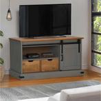 vidaXL Tv-meubel HALDEN met schuifdeur grijs 110x40x60 cm, Huis en Inrichting, Kasten | Televisiemeubels, Verzenden, Nieuw, Grenenhout