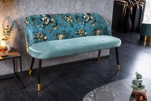 Design bank PRET-A-PORTER turquoise fluwelen bloemmotief en, Huis en Inrichting, Banken | Bankstellen, Ophalen of Verzenden