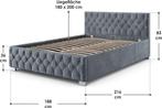 2dekans | Juskys Bedframe 2-Persoons - 180 x 200 cm - Max., Huis en Inrichting, Ophalen of Verzenden, Zo goed als nieuw, Grijs