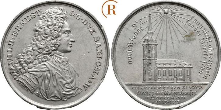 Zinnmedaille von Wermuth 1913 Weimar Stadt:, Postzegels en Munten, Penningen en Medailles, Verzenden