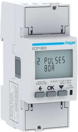 Hager ECP180D kWh-meter 1 fase 80A, Doe-het-zelf en Verbouw, Elektra en Kabels, Overige typen, Nieuw, Verzenden