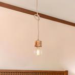 [lux.pro] Hanglamp Corby E27 zwart houtkleurig en jute, Nieuw, Verzenden