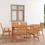 vidaXL 7-delige Tuinset massief acaciahout, 6 zitplaatsen, Nieuw, Tuinset, Verzenden