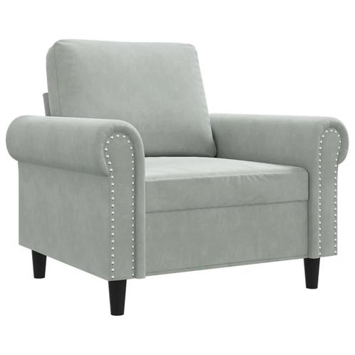 Fluwelen Fauteuil Lichtgrijs 60cm - Comfortabel | Tweedek..., Huis en Inrichting, Fauteuils, 75 tot 100 cm, 75 tot 100 cm, Nieuw