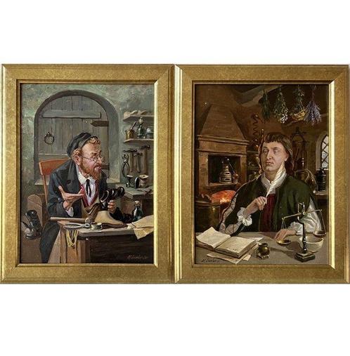 Evgeny Lunov (XX-XXI) - Diptych. The Shoemaker & Paracelsus., Antiek en Kunst, Kunst | Schilderijen | Klassiek
