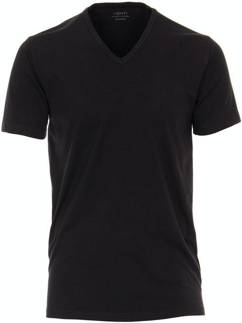 Venti Basis T-shirt Met Stretch V-hals Zwart 2-Pack, Kleding | Heren, T-shirts, Zwart, Nieuw, Verzenden