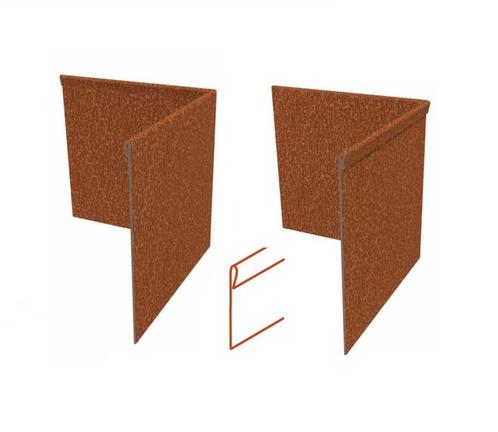 Cortenstaal kantopsluiting geplet 90° hoek 30x30x0,2x39cm, Tuin en Terras, Bielzen en Borders, Minder dan 100 cm, Nieuw, Overige materialen