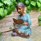 sculptuur, Girl with Book - 32 cm - Brons