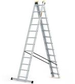 2dekans | DRABEST 3-delige aluminium ladder 3x12 treden PRO, Doe-het-zelf en Verbouw, Ladders en Trappen, Ophalen of Verzenden