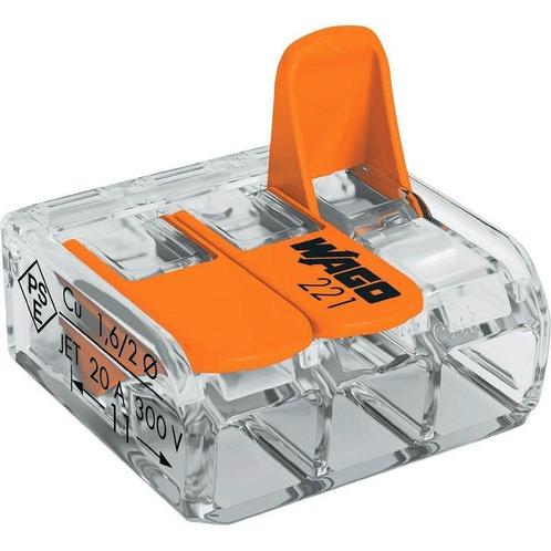 Wago verbindingsklem 3-VOUDIG 0,2-4 MM² - Doorvoerconnector, Doe-het-zelf en Verbouw, Elektra en Kabels, Overige typen, Nieuw