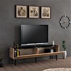 TV meubel Oppdal 45x154x37 cm eiken en marmer zwart [en.casa, Nieuw, Verzenden