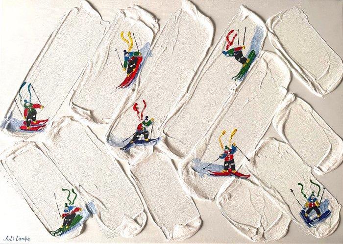 Juli Lampe - Ski Lovers. Snowy turns of mountain ranges of, Antiek en Kunst, Kunst | Schilderijen | Modern