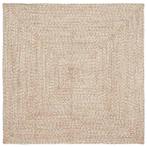 vidaXL Tapijt Natuurlijk en wit 160 x 160 cm Jute, Verzenden, Nieuw, Bruin