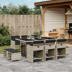 vidaXL 11-delige Tuinset met kussens poly rattan lichtgrijs, Tuin en Terras, Meer dan 8 zitplaatsen, Nieuw, Tuinset, Verzenden