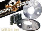 Spacers 5mm Renault Clio Sport Megane 5x108 60,1, Ophalen of Verzenden