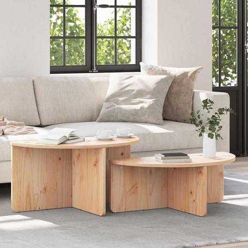 vidaXL Salontafel 2 pcs Naturel 79 x 39.5 x 40 cm Massief, Huis en Inrichting, Tafels | Salontafels, Nieuw, Grenenhout, Minder dan 50 cm