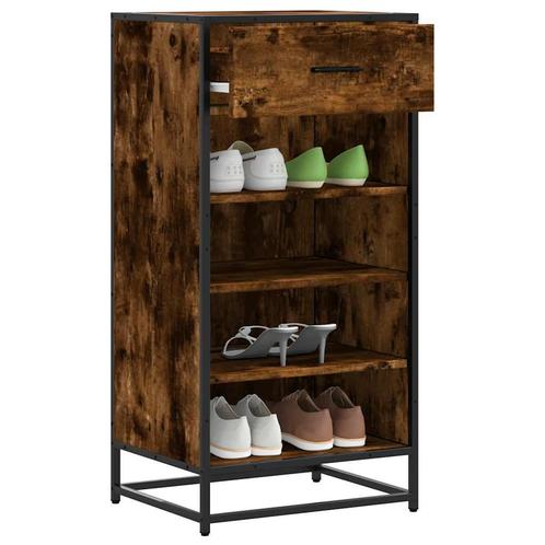 vidaXL Schoenenrek 48x38x97,5 cm bewerkt hout gerookt, Huis en Inrichting, Kasten | Schoenenrekken, Nieuw, Verzenden