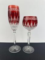 Waterford Crystal - Two Glasses With Ruby Overlay - Wijnglas