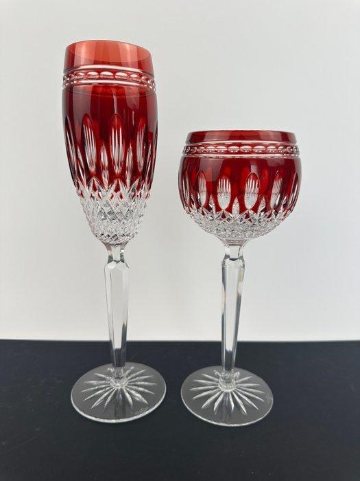 Waterford Crystal - Two Glasses With Ruby Overlay - Wijnglas, Antiek en Kunst, Antiek | Glas en Kristal