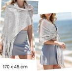 Dames Omslagdoek met Franjes - ZILVER - 170 x 45 cm, Kleding | Dames, Allernieuwste.nl, Verzenden, Nieuw, Sjaal