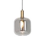 Design hanglamp zwart met goud en smoke glas - Zuzanna, Huis en Inrichting, Lampen | Hanglampen, Verzenden, Nieuw, Glas, Design