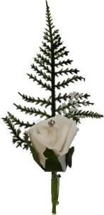 Corsage foamroos champagne met asparagus en diamantspeld, Ophalen of Verzenden, Nieuw