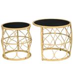 TRUUSK Bijzettafel 2-delige Set Rattan Met Glazen Blad, Stap, Verzenden, Nieuw