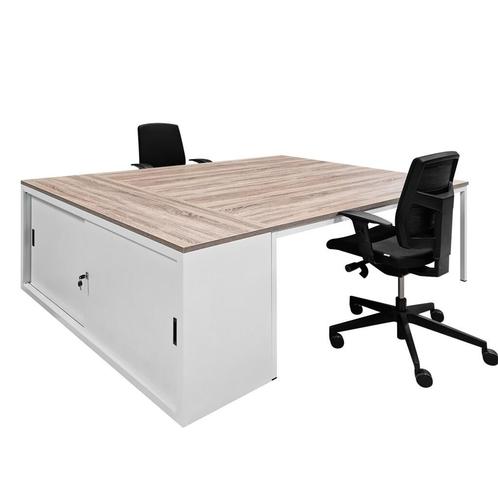 -16% - Duo Bureau Budget - Wit  Eiken  - 225x160 cm, Zakelijke goederen, Kantoor en Winkelinrichting | Kantoormeubilair en Inrichting