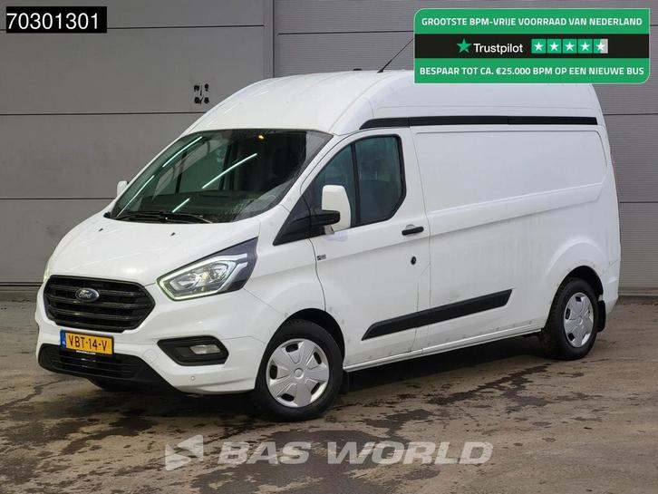 Ford Transit Custom 130PK Automaat L2 H2 Sortimo inrichting, Auto's, Bestelauto's, Lease, Automaat, Financial lease, Wit, Ford