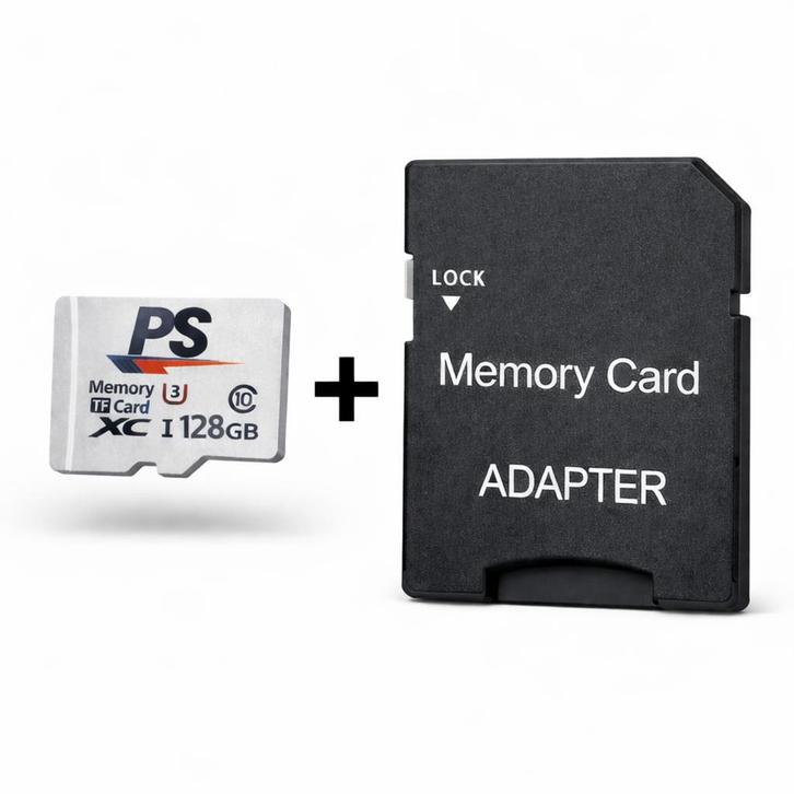 Micro SD Kaart 128GB - U3 Class 10 - Inclusief SD Adapter, Audio, Tv en Foto, Fotografie | Geheugenkaarten, Smartphone, Nieuw