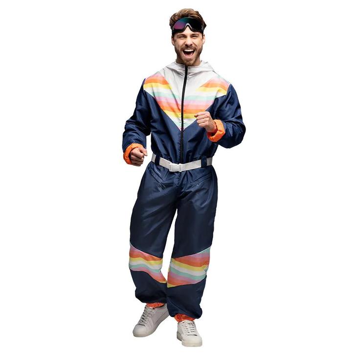 Ski Outfit Snow Dude Retro Blauw, Hobby en Vrije tijd, Feestartikelen, Nieuw, Ophalen of Verzenden