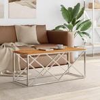 vidaXL Salontafel roestvrij staal en massief acaciahout, Huis en Inrichting, Tafels | Salontafels, Minder dan 50 cm, Verzenden