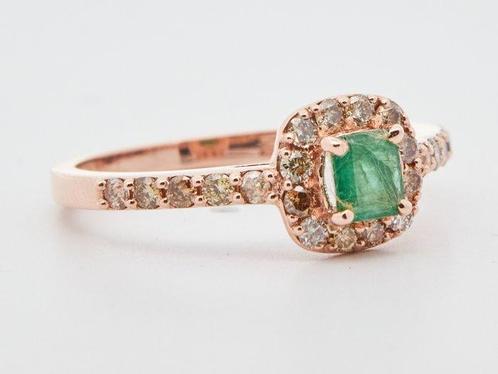 Zonder Minimumprijs - Ring 14 kt. - 0.71ct. tw. Smaragd, Sieraden, Tassen en Uiterlijk, Ringen