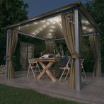 vidaXL Prieel met gordijn en LED-lichtslinger 3x3 m, Verzenden, Nieuw