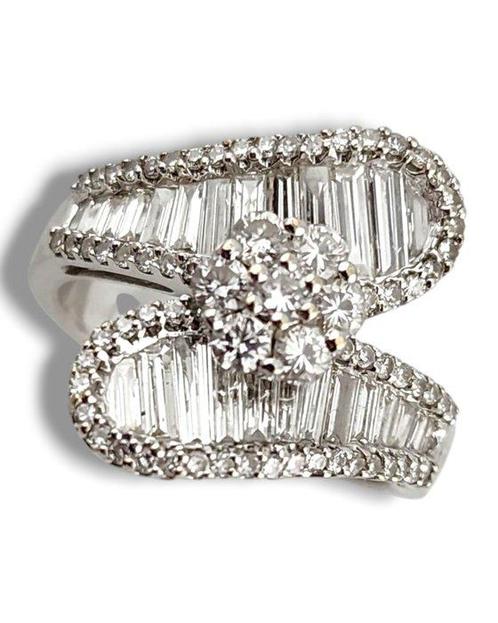 Ring - 18 karaat Witgoud, 18K witgouden ring met diamanten, Sieraden, Tassen en Uiterlijk, Ringen