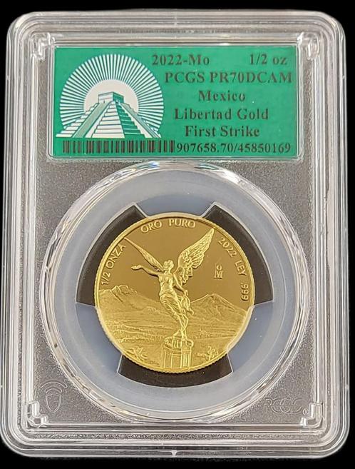 Gouden Mexican Libertad 1/2 oz 2022 PCGS PR70 DCAM, Postzegels en Munten, Munten | Amerika, Zuid-Amerika, Losse munt, Goud, Verzenden