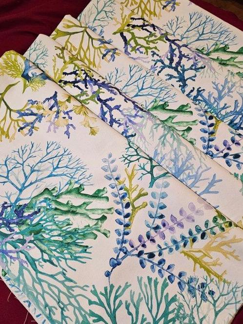 Exclusief Textiel met Art Deco-koraal - Mediterraan ontwerp, Antiek en Kunst, Antiek | Kleden en Textiel