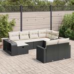 vidaXL 10-delige Loungeset met kussens poly rattan zwart, Meer dan 8 zitplaatsen, Nieuw, Loungeset, Verzenden