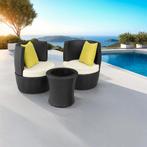 Wicker zitgroep Nice 2+1+1 met aluminium frame - zwart, Verzenden, Nieuw
