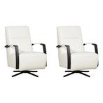 Set van 2 Leren draaifauteuils Award - Toledo Bianco, Huis en Inrichting, Fauteuils, Nieuw, Ophalen of Verzenden, 50 tot 75 cm