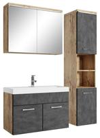 Badkamermeubel Set Paso 80 x 40 cm Kastanje Grijs Badmeubel, Verzenden, Nieuw, Wastafelkast