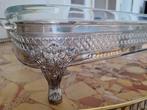 Schaal (2) - Pyrex-glas en met zilver verguld metalen basis
