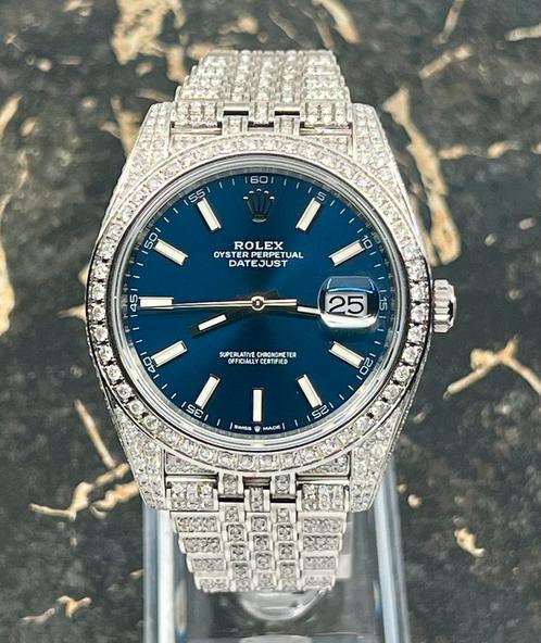 Rolex Datejust 41 - Blue Dial -126300 - Iced Out - Diamonds, Sieraden, Tassen en Uiterlijk, Horloges | Heren, Staal, Nieuw, Staal