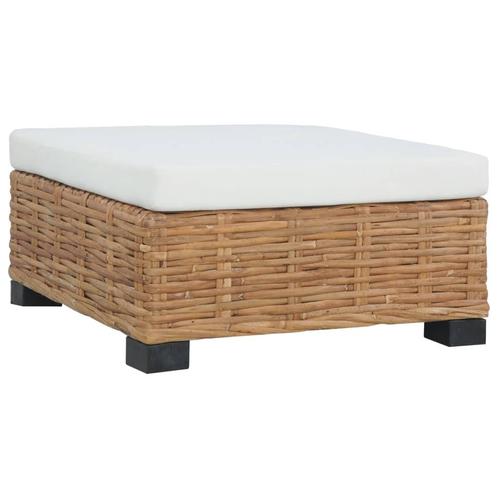 vidaXL Voetensteun met kussen natuurlijk rattan, Tuin en Terras, Tuinsets en Loungesets, Nieuw, Rotan, Verzenden