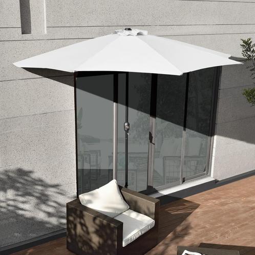 Parasol halfrond voor balkons of terrassen 300x150x230 wit, Tuin en Terras, Zonneschermen, Nieuw, Verzenden