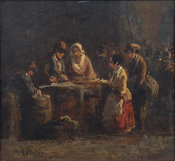 Gerard Johan Staller (1880-1956) - Markt te Amsterdam, Antiek en Kunst, Kunst | Schilderijen | Klassiek