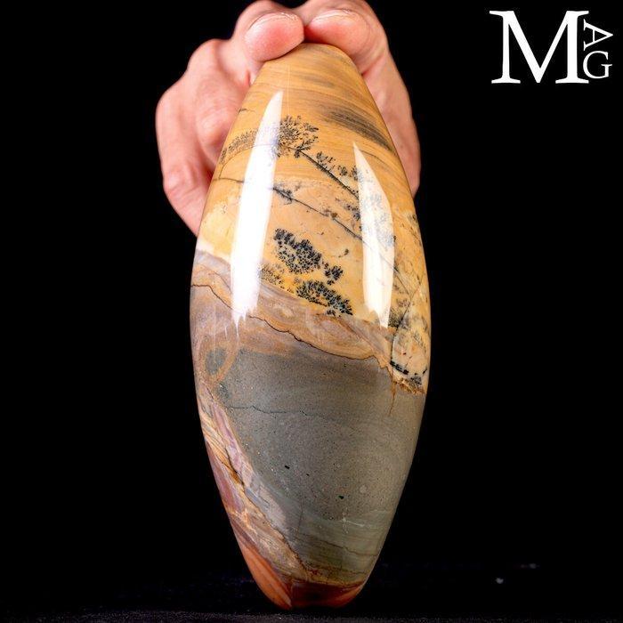 Shiva Lingam in dendritische agaat. - Hoogte: 175 mm -, Verzamelen, Mineralen en Fossielen